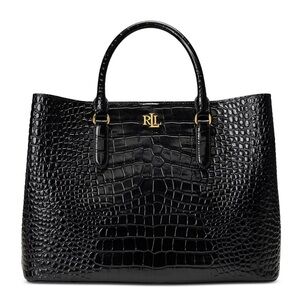 Lauren Ralph Lauren

Marcy Large Embossed Satchel Tote Bag, Gold Accents